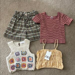 Zara Kids Bundle of 4 Tops and Shorts Size:13-14